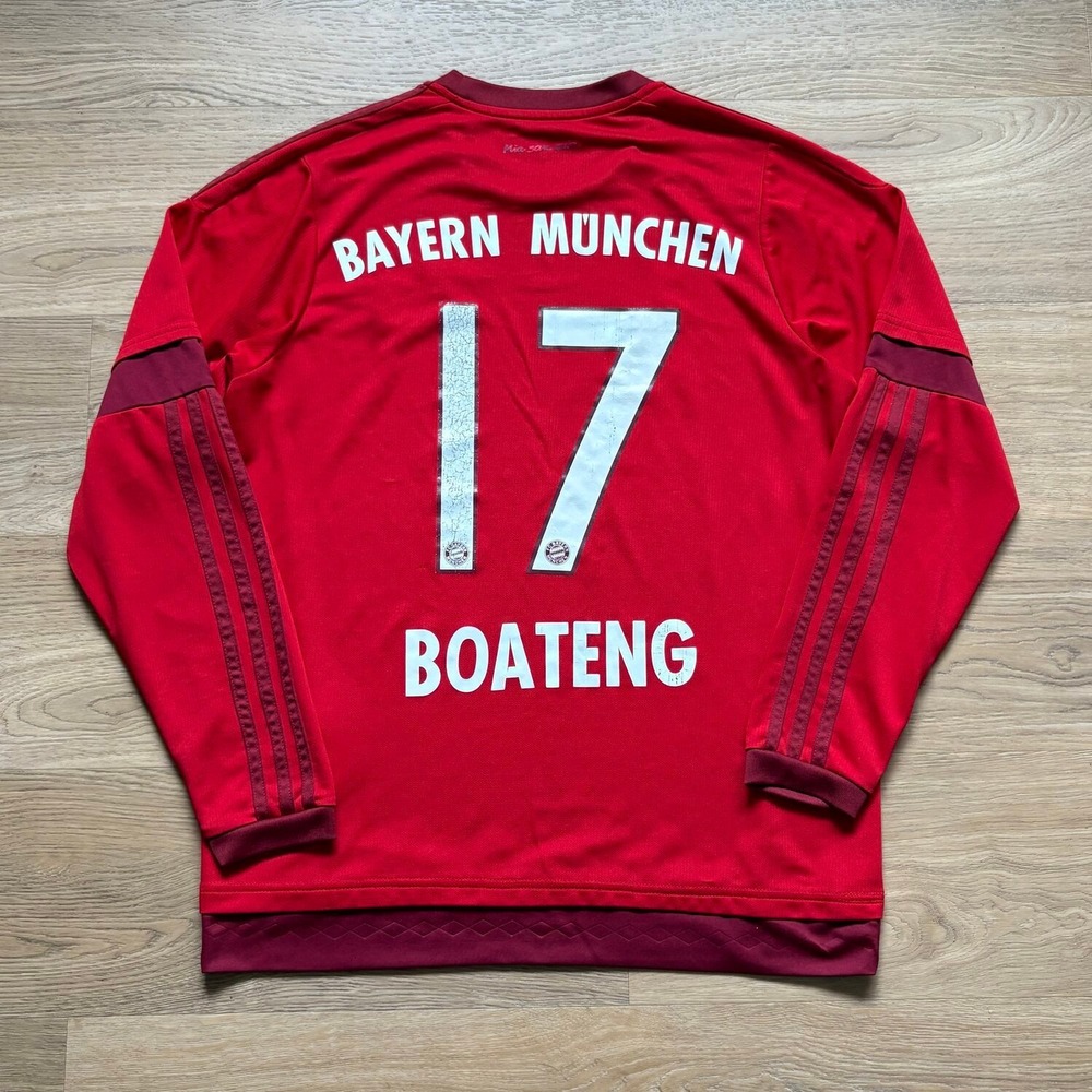 Adidas Bayern Munich Jersey Mens Medium Red Good Boateng 17 Long Sleeve Home Kit